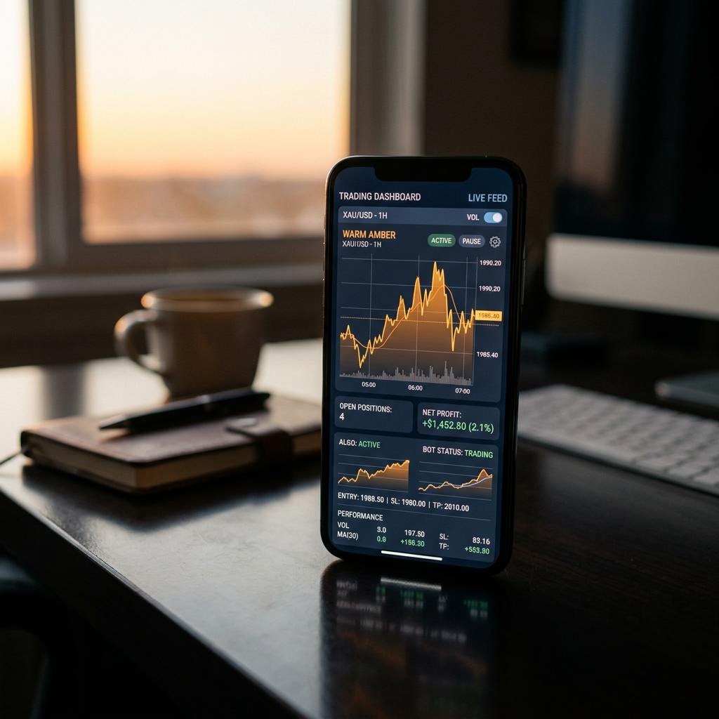 Tableau de bord de la plateforme de trading crypto IA Belmorax